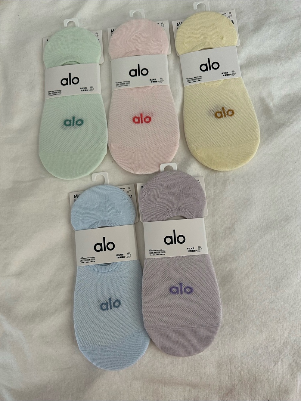 ALO Yoga Kids No-Show Sock 5-Pack - Mint, Pink, Yellow, Blue, Lavender